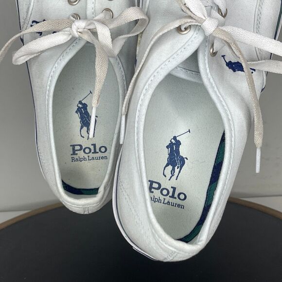 Polo Ralph‎ Lauren Men's Keaton Leather-Trim Canvas Sneaker Light Blue 9 - Picture 11 of 13